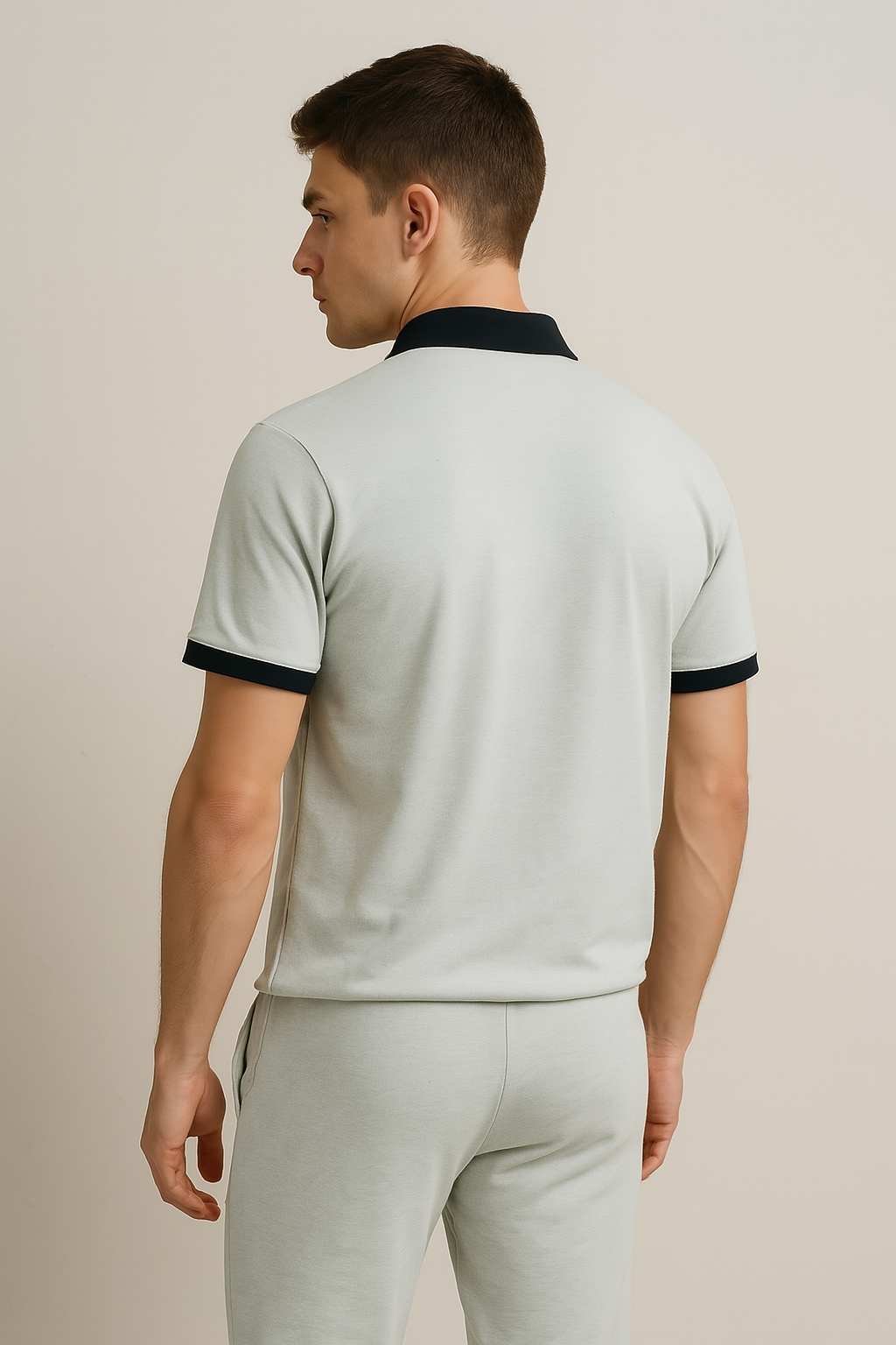 Men's Summer Tracksuit – Sporty, Comfortable with black collar