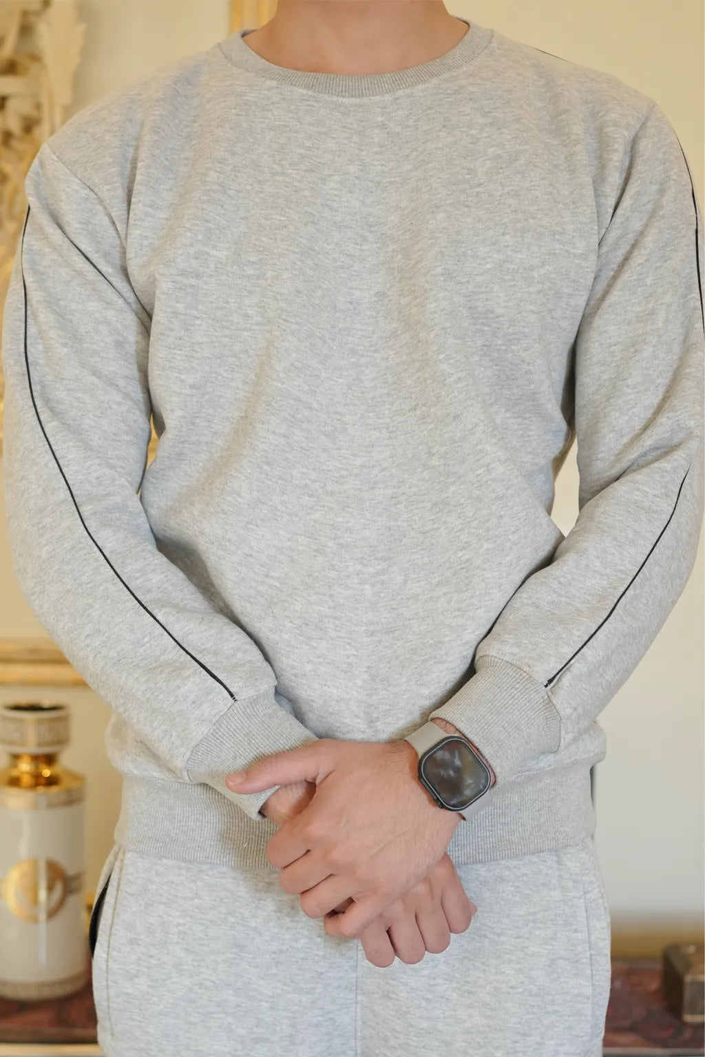 Unisex Sweatshirt Cotton Fleece- Heather Grey