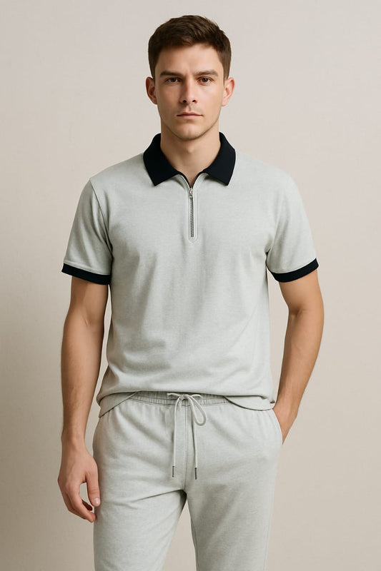 Men's Summer Tracksuit – Sporty, Comfortable with black collar