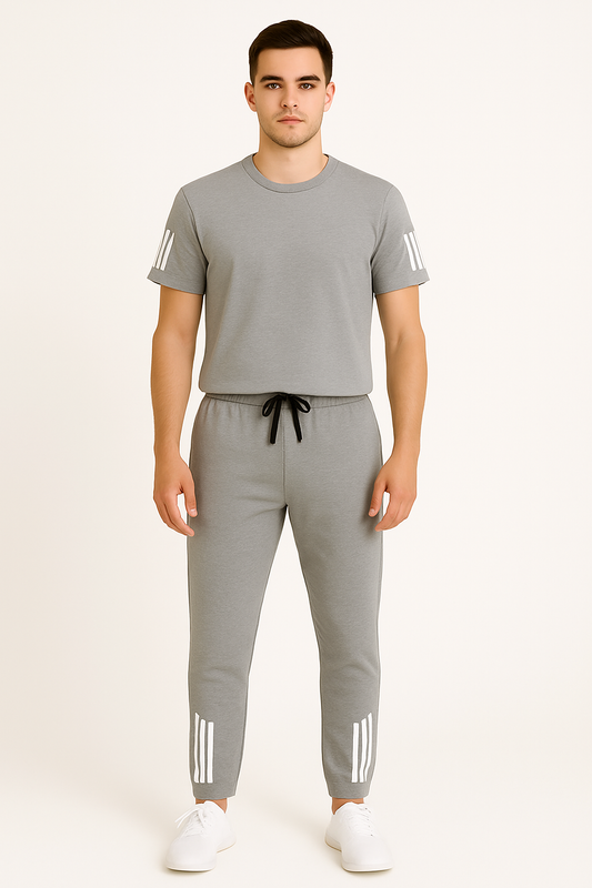 Lightweight cotton grey tracksuit for men, ideal for summer