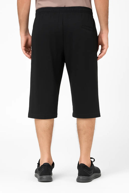 3 quarters shorts for men in black color back view
