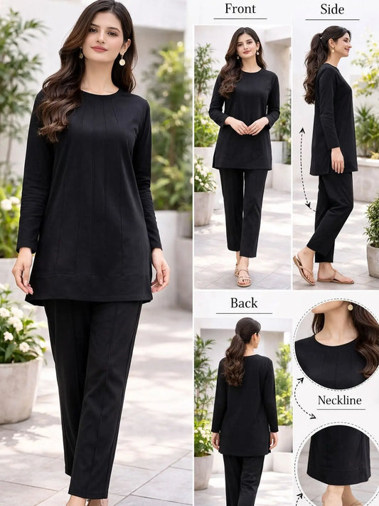 Women wearing Classic black Coordset for spring collection of Nxtwears