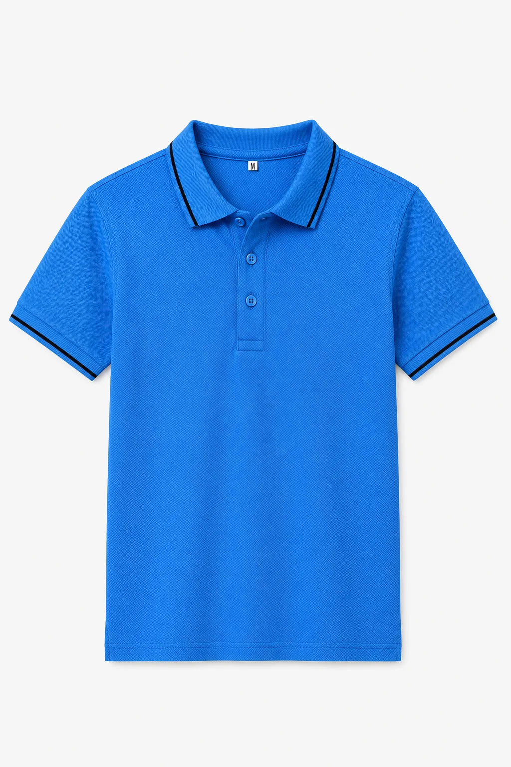 Basic Sky Blue Polo T-Shirt for Men with Black Contrast Collar