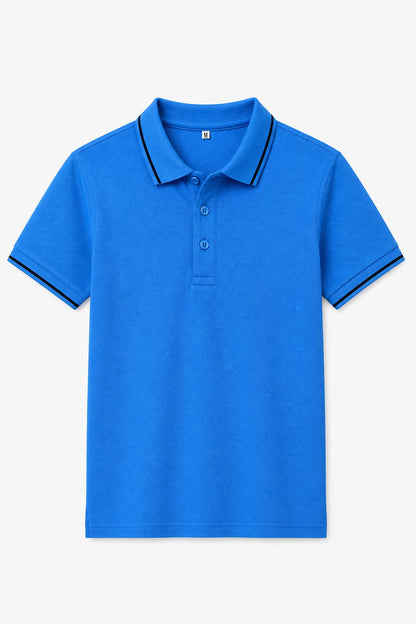 Basic Sky Blue Polo T-Shirt for Men with Black Contrast Collar
