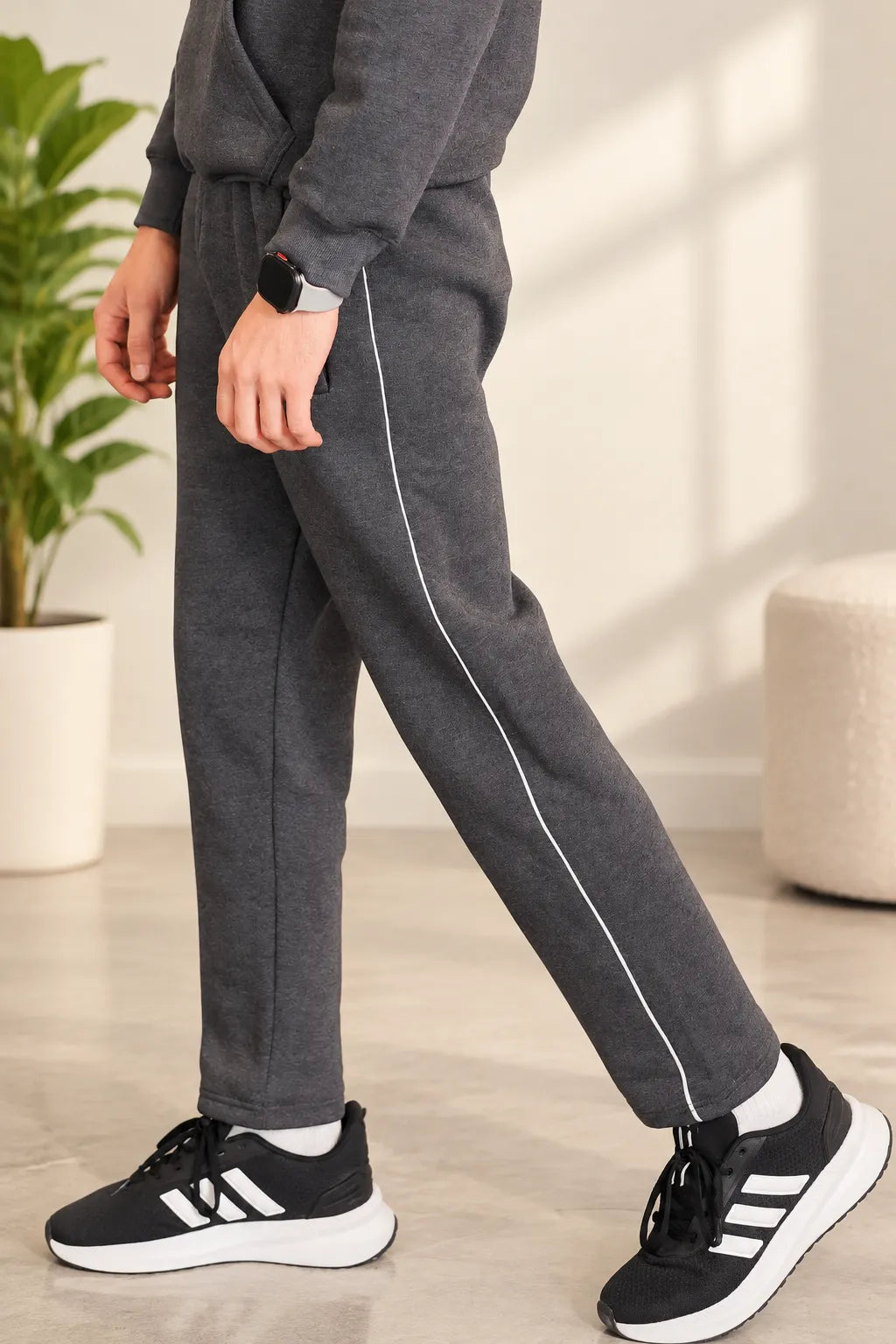 Unisex Charcoal Grey Fleece Track Trouser
