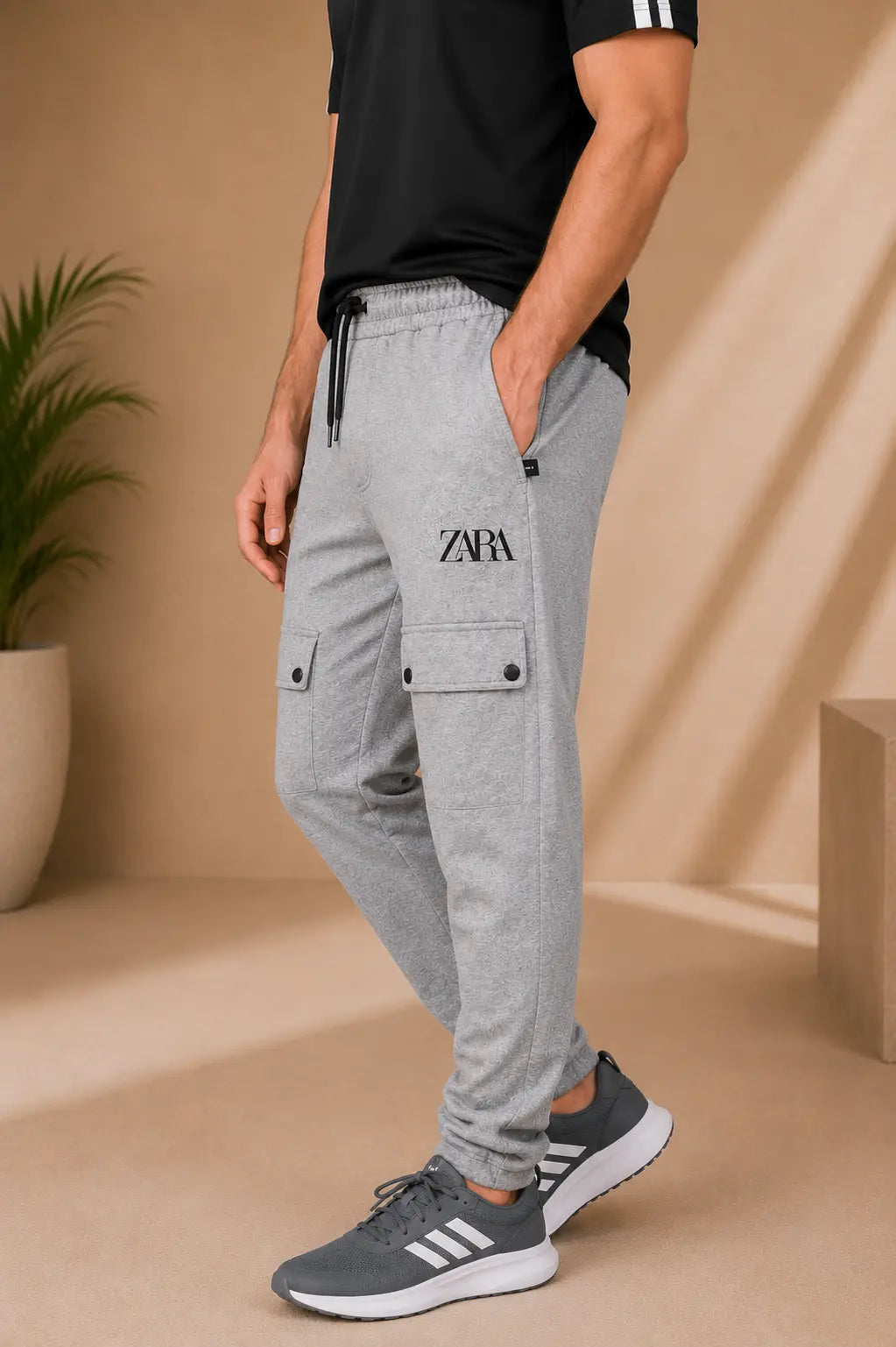 Men's Silver Grey Cargo Trouser