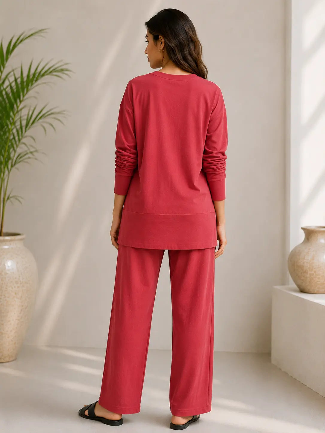 Nxtwears Women’s Red Cotton Coord Set
