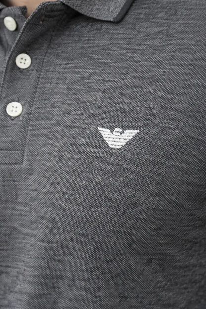 Closeup view of Chest front Logo in Charcoal Grey Polo