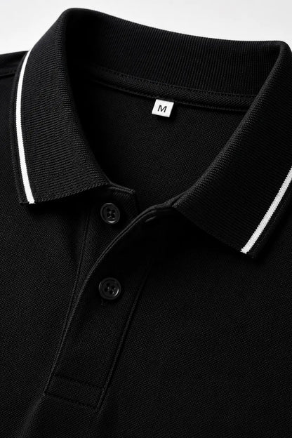 Close view of black polo Men tshirt