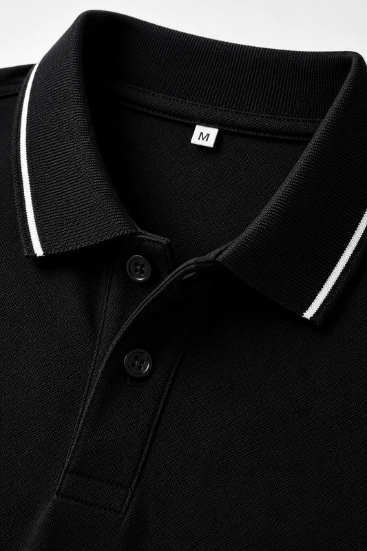 Close view of black polo Men tshirt