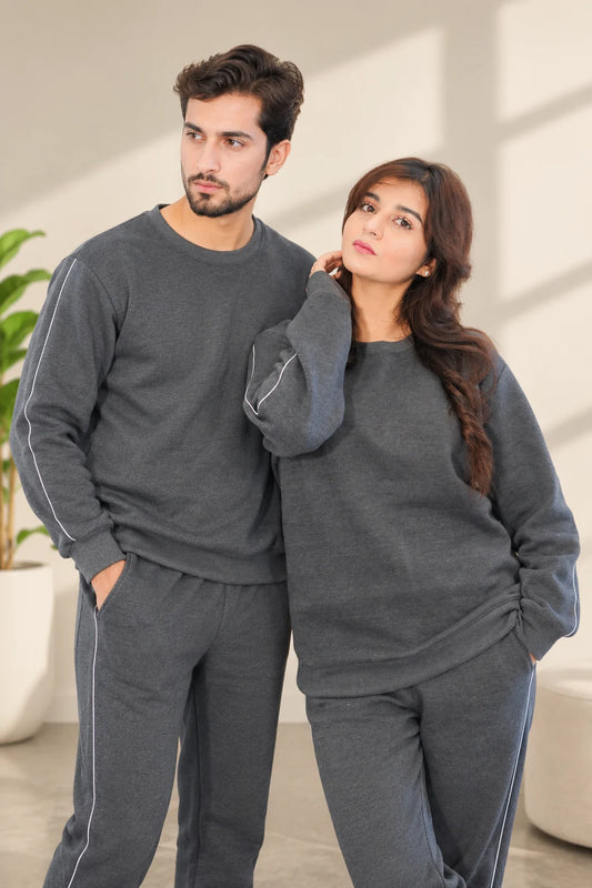 Unisex Sweatshirt Cotton Fleece - Charcoal Grey