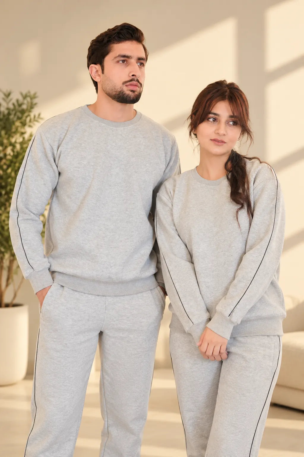 Unisex Sweatshirt Cotton Fleece- Heather Grey
