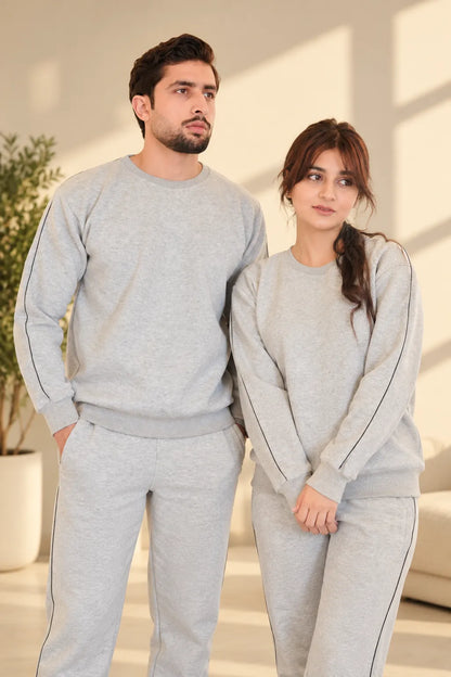 Unisex Sweatshirt Cotton Fleece- Heather Grey
