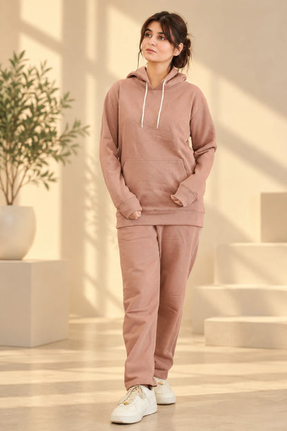 Unisex Dusty Rose Fleece Track Trouser