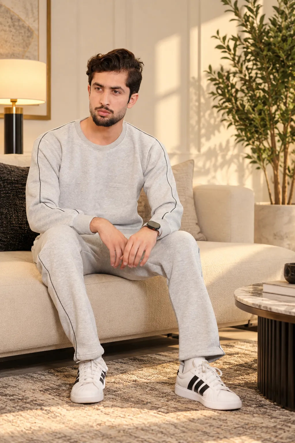 Unisex Sweatshirt Cotton Fleece- Heather Grey