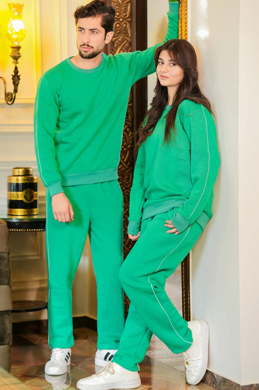 Men & Women model wearing Emerald Green Sweatshirt for Nxtwears - Unisex view