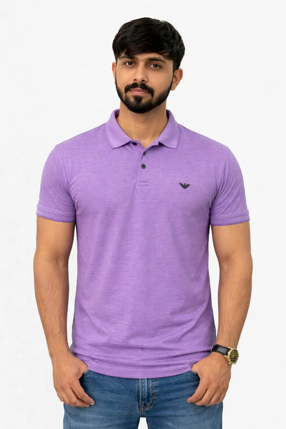 Men Wearing Purple Color Cotton Polo shirt