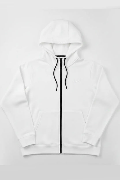 Nxtwears White color Unisex Hoodie with Zipper