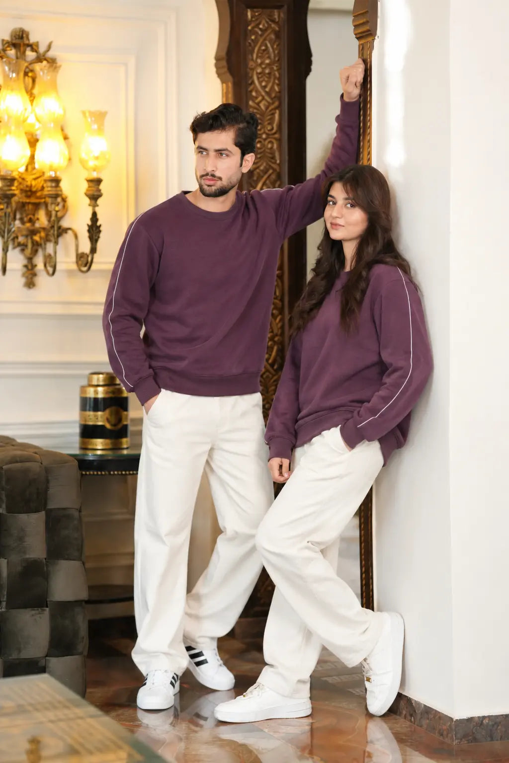 Unisex Sweatshirt Cotton Fleece - Burgundy Purple