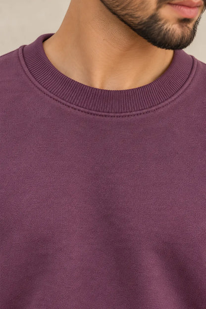 Unisex Sweatshirt Cotton Fleece - Burgundy Purple