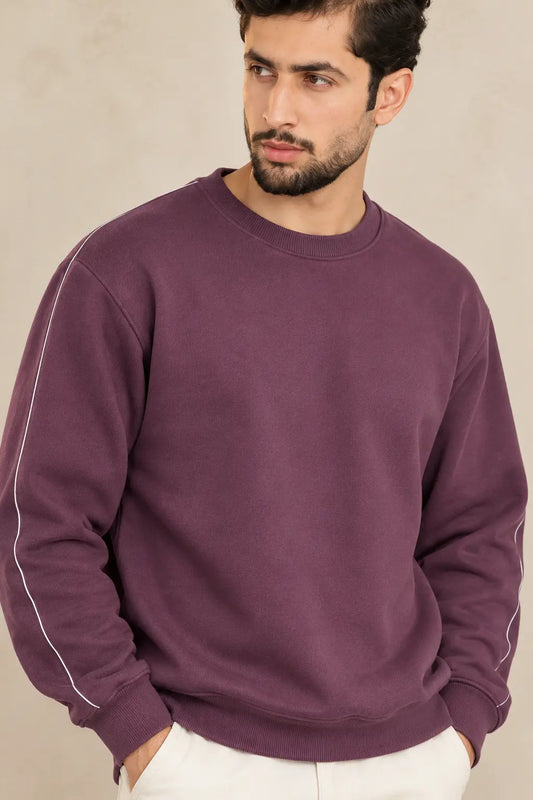 Unisex Sweatshirt Cotton Fleece - Burgundy Purple
