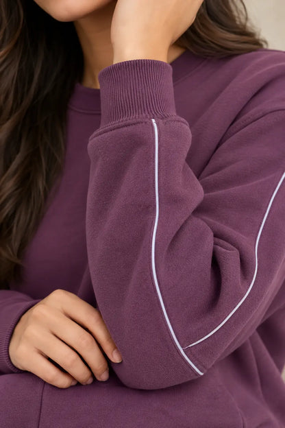 Unisex Sweatshirt Cotton Fleece - Burgundy Purple
