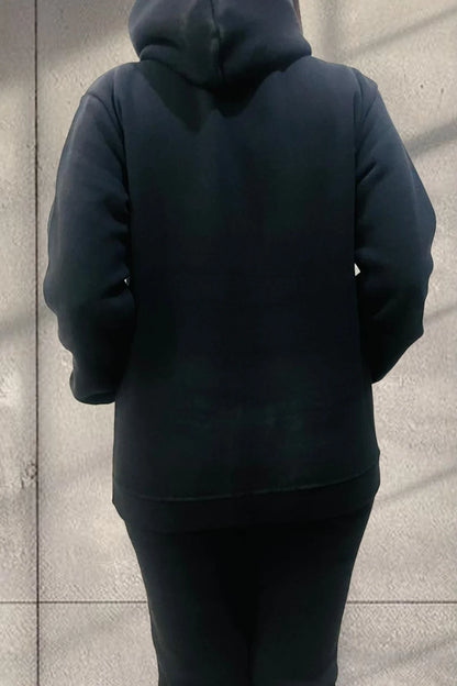 Back view of Women wearing a Pullover Hoodie Set