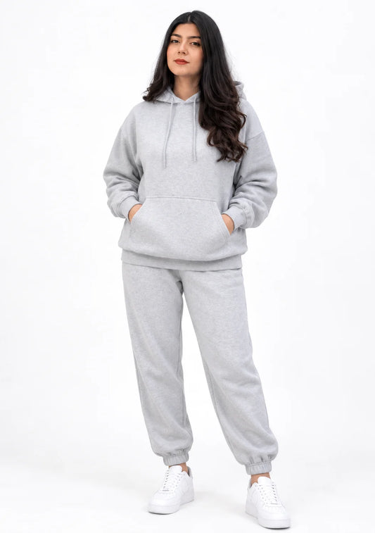 Heather Grey Pullover Hoodie & Jogger Pants for Women