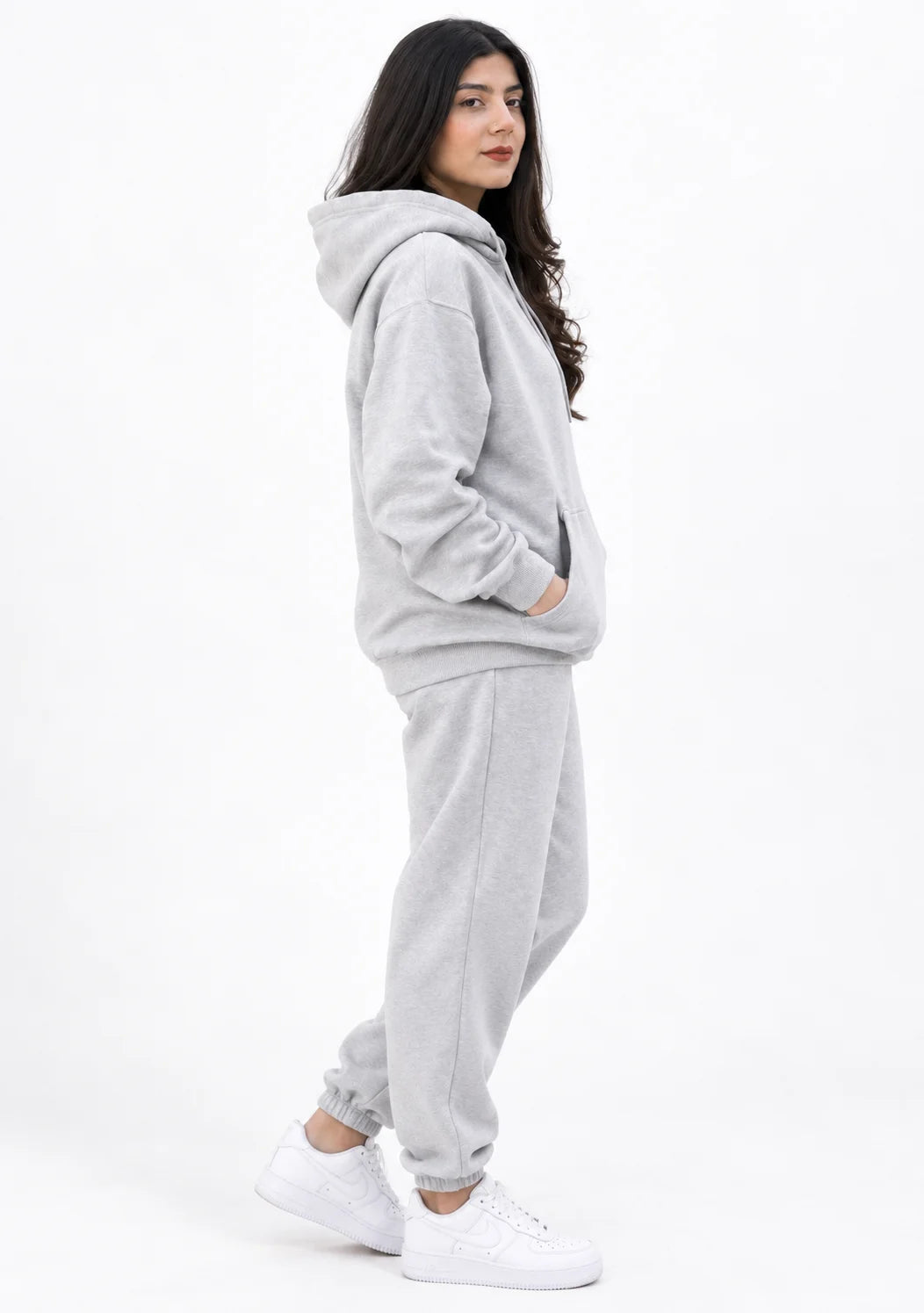 Heather Grey Pullover Hoodie & Jogger Pants for Women