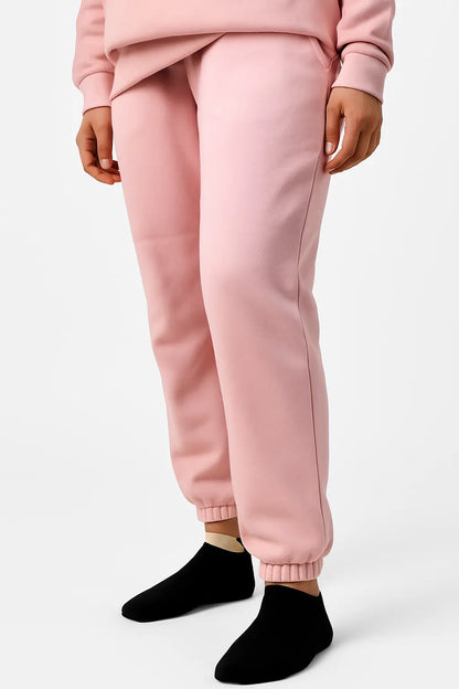 Bottom view of Women Wearing Jogger Pants in Fleece with a plain background