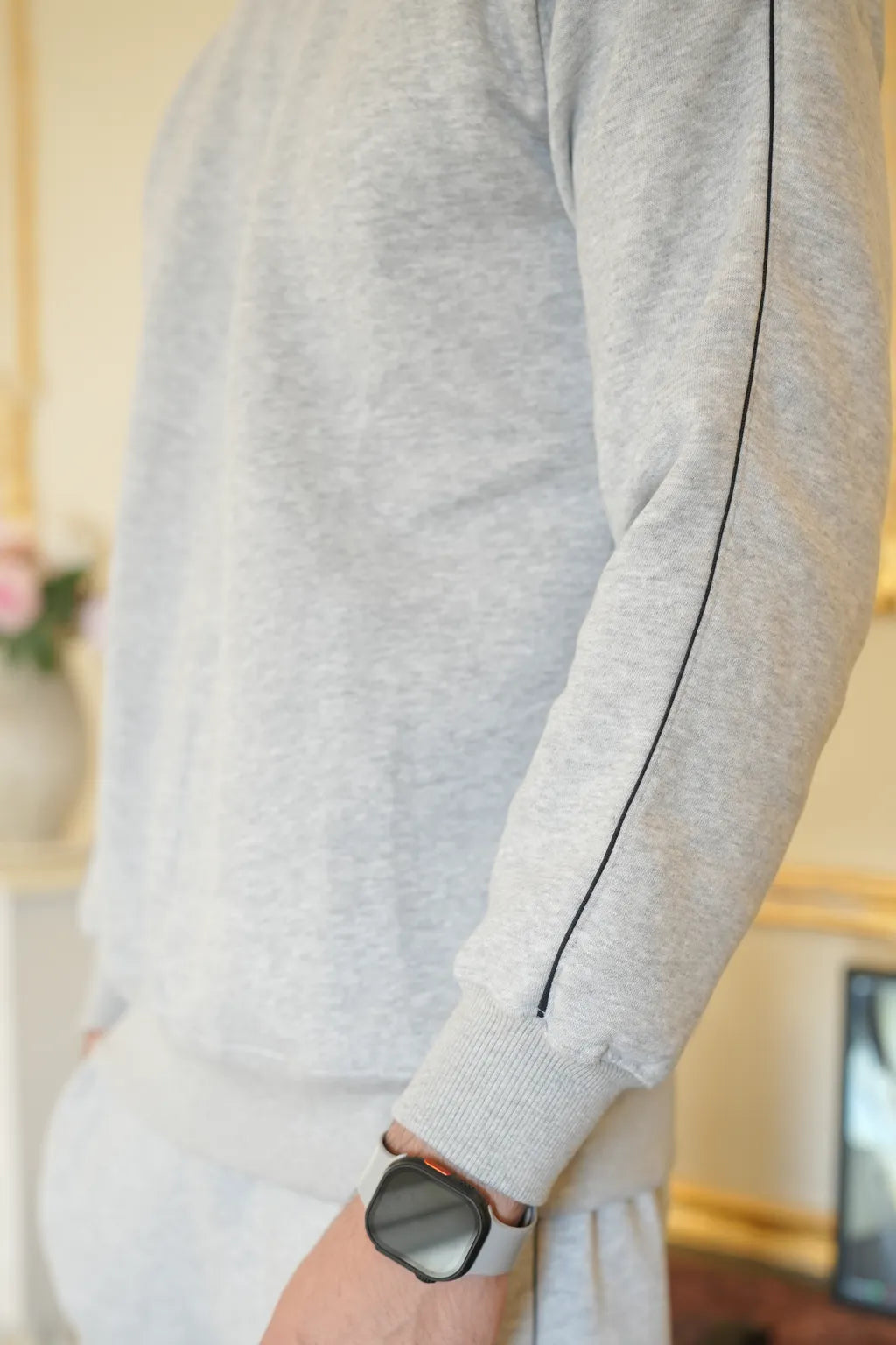 Unisex Sweatshirt Cotton Fleece- Heather Grey