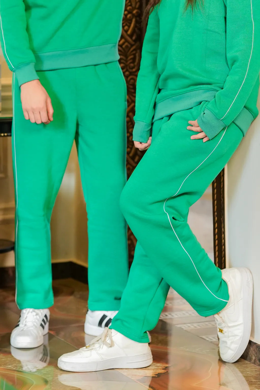 Unisex Emerald Green Fleece Track Trouser