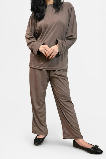 Women Taupe Coord Set – Relaxed Fit Loungewear