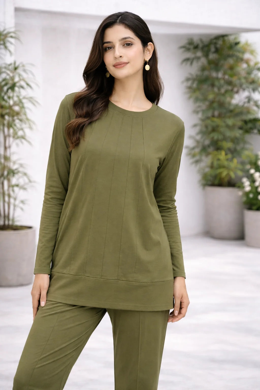 Nxtwears Women’s Olive Cotton Coord Set