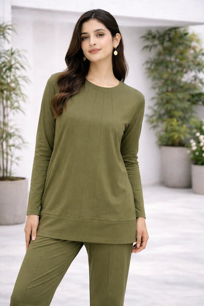 Nxtwears Women’s Olive Cotton Coord Set