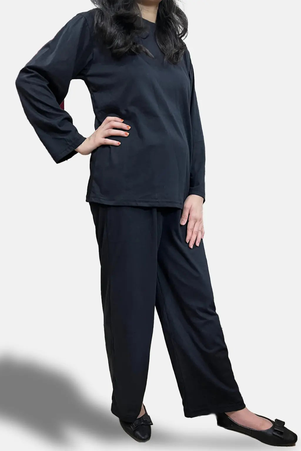 Loosefit Cotton black women coordset image