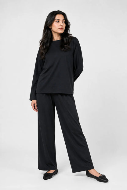 Women Black Coord Set – Relaxed Fit Loungewear