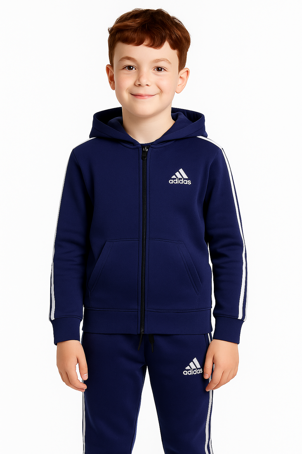 Adidas hoodie and jogger pants set for kids in dark blue