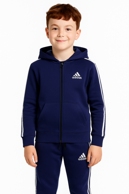 Adidas hoodie and jogger pants set for kids in dark blue