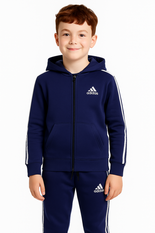Adidas hoodie and jogger pants set for kids in dark blue