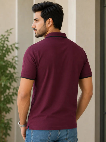 Men posing for nxtwears for back view of Men polo against a neutral background