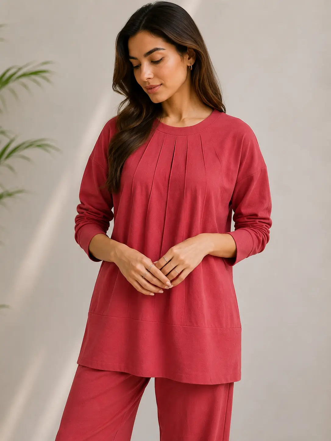 Nxtwears Women’s Red Cotton Coord Set