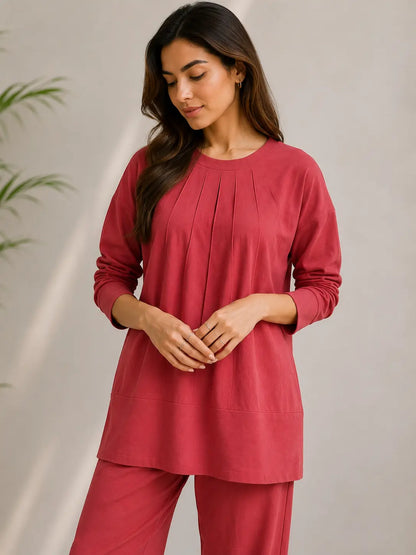 Nxtwears Women’s Red Cotton Coord Set