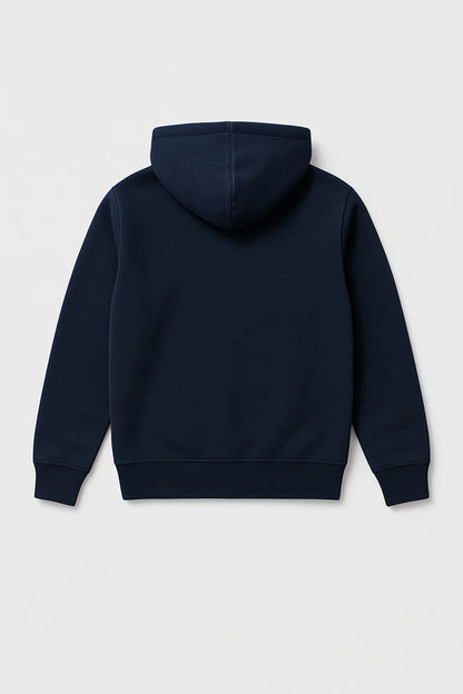 Blue Unisex Navy Blue Zipper Hoodie Back