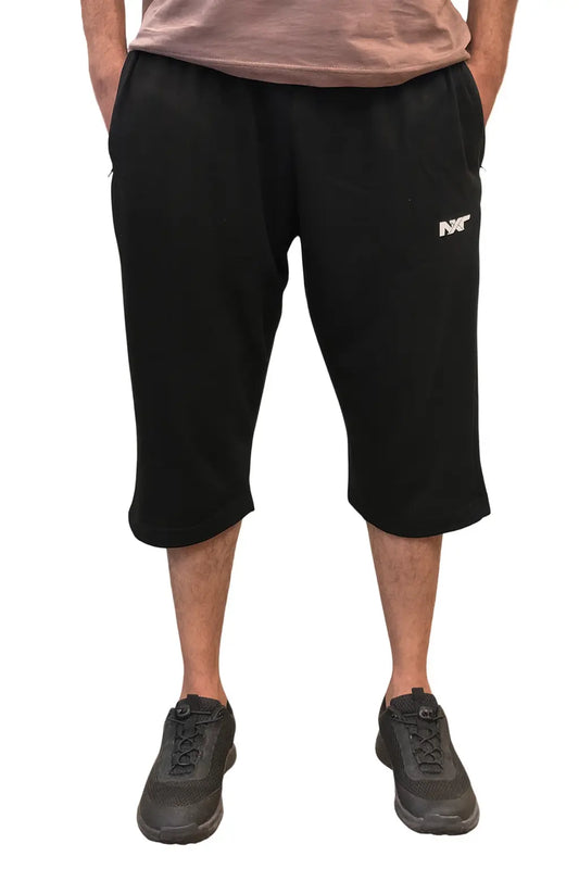 Cotton black shorts for men summer 3 quarters