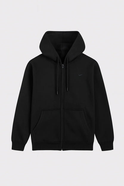 Unisex Black Zip-Up Hoodie with Premium Fleece Winter Hoodie