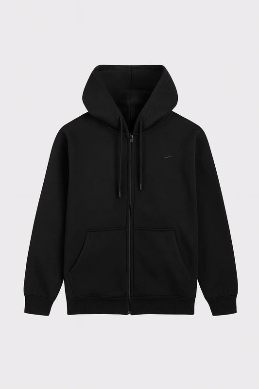 Unisex Black Zip-Up Hoodie with Premium Fleece Winter Hoodie