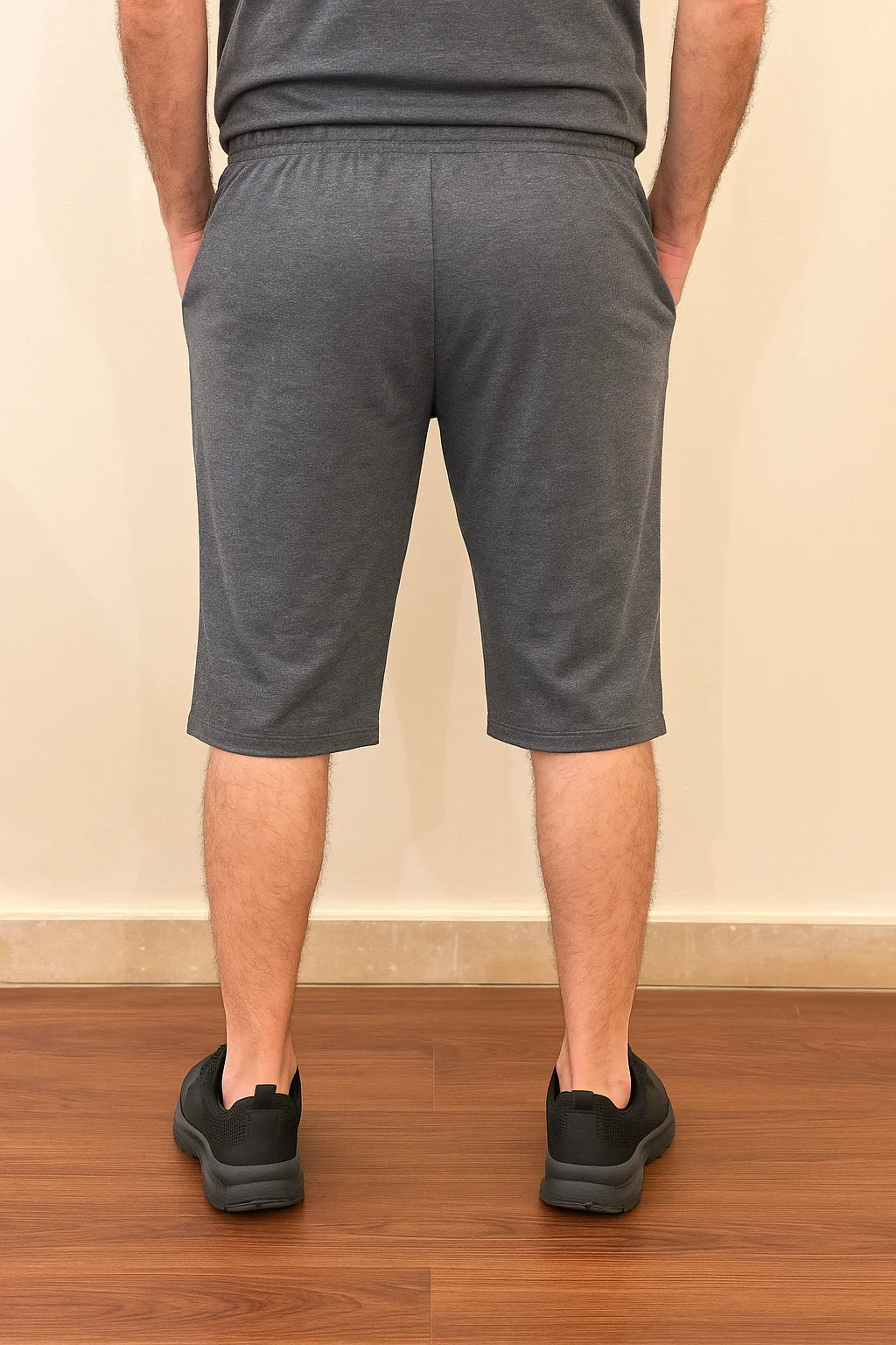 Back view of Nxtwears Grey Cotton Shorts for men