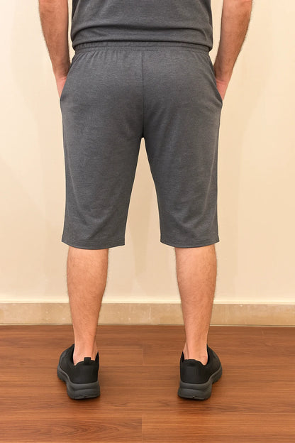 Back view of Nxtwears Grey Cotton Shorts for men