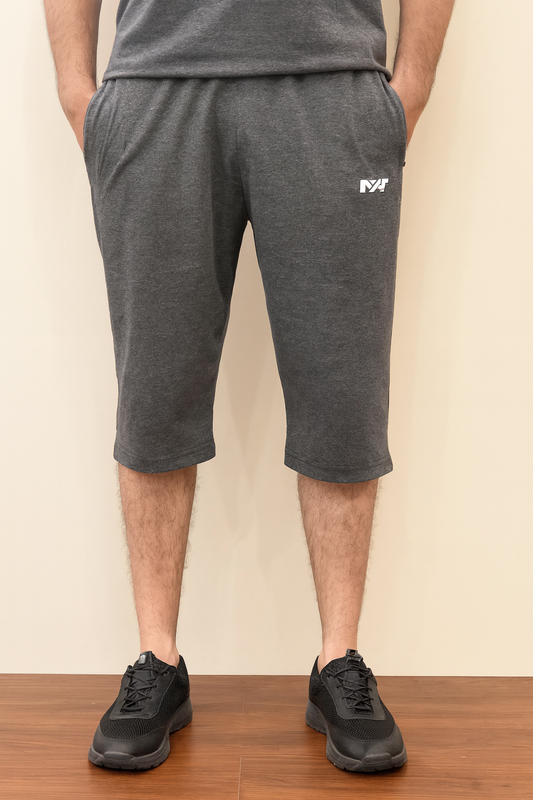 Men’s Grey Cotton Shorts with NXT logo front view